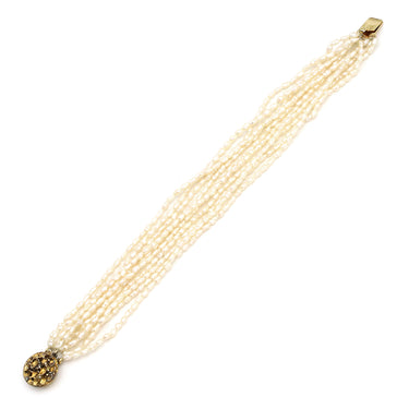 ノンブランド NON BRAND 淡水パール 10連 ゴールドXパールホワイト シルバー パール ブレスレット