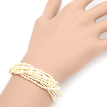 ノンブランド NON BRAND 淡水パール 10連 ゴールドXパールホワイト シルバー パール ブレスレット