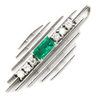 ノンブランド NON BRAND エメラルド ダイヤ プラチナシルバー Pt900 エメラルド ダイヤモンド ペンダントトップ