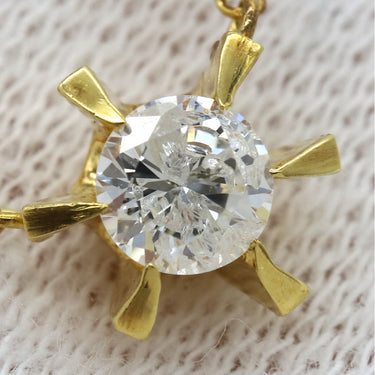 ノンブランド NON BRAND ダイヤペンダント イエローゴールド K18YG ダイヤモンド ネックレス 1P 1粒