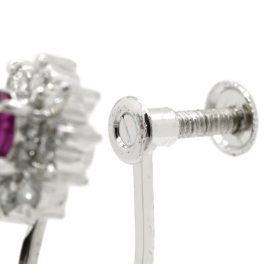 ノンブランド NON BRAND ルビー ダイヤ イヤリング 片耳用 プラチナシルバー Pt ルビー ダイヤモンド イヤリング Pt900 レッド 赤