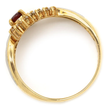 ノンブランド NON BRAND ルビー ダイヤリング イエローゴールド×プラチナシルバー K18YG Pt900 ルビー ダイヤモンド リング 指輪 Pt900 イエローゴールド プラチナ コンビ レッド 赤 11号