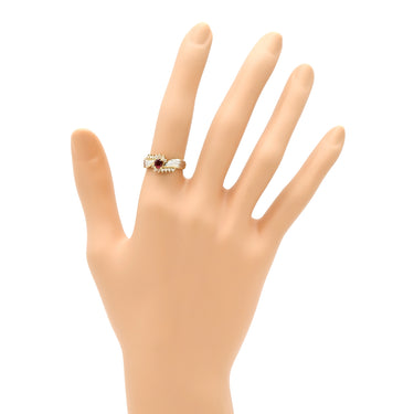 ノンブランド NON BRAND ルビー ダイヤリング イエローゴールド×プラチナシルバー K18YG Pt900 ルビー ダイヤモンド リング 指輪 Pt900 イエローゴールド プラチナ コンビ レッド 赤 11号