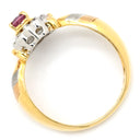 ノンブランド NON BRAND サファイア ダイヤ リング イエローゴールド×プラチナシルバー K18YG Pt900 サファイア ダイヤモンド リング 指輪 Au750 18K Pt900 ピンク コンビ 11号