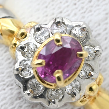 ノンブランド NON BRAND サファイア ダイヤ リング イエローゴールド×プラチナシルバー K18YG Pt900 サファイア ダイヤモンド リング 指輪 Au750 18K Pt900 ピンク コンビ 11号