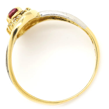 ノンブランド NON BRAND ルビー ダイヤリング イエローゴールドXプラチナシルバー K18YG Pt900 ルビー ダイヤモンド リング 指輪 コンビリング 10.5号