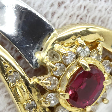 ノンブランド NON BRAND ルビー ダイヤリング イエローゴールドXプラチナシルバー K18YG Pt900 ルビー ダイヤモンド リング 指輪 コンビリング 10.5号