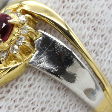 ノンブランド NON BRAND ルビー ダイヤリング イエローゴールドXプラチナシルバー K18YG Pt900 ルビー ダイヤモンド リング 指輪 コンビリング 10.5号