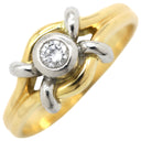 ノンブランド NON BRAND ダイヤリング イエローゴールドXプラチナシルバー K18YG Pt900 ダイヤモンド リング 指輪 コンビリング 1Pダイヤ 8号