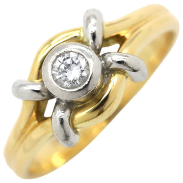 ノンブランド NON BRAND ダイヤリング イエローゴールドXプラチナシルバー K18YG Pt900 ダイヤモンド リング 指輪 コンビリング 1Pダイヤ 8号