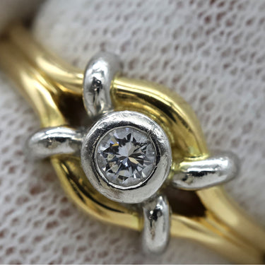 ノンブランド NON BRAND ダイヤリング イエローゴールドXプラチナシルバー K18YG Pt900 ダイヤモンド リング 指輪 コンビリング 1Pダイヤ 8号