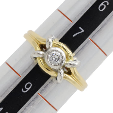 ノンブランド NON BRAND ダイヤリング イエローゴールドXプラチナシルバー K18YG Pt900 ダイヤモンド リング 指輪 コンビリング 1Pダイヤ 8号