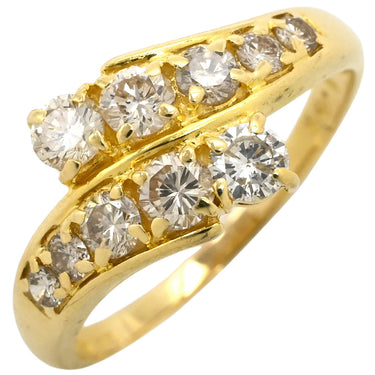 ノンブランド NON BRAND ダイヤリング イエローゴールド K18YG ダイヤモンド リング 指輪 10P 10石 17.5号