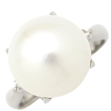 ノンブランド NON BRAND 白蝶パール ダイヤリング プラチナシルバー Pt900 パール ダイヤモンド リング 指輪 1粒 1P 14.5号