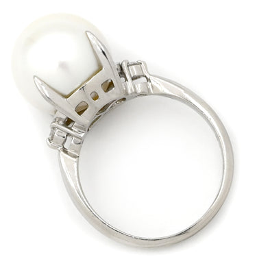 ノンブランド NON BRAND 白蝶パール ダイヤリング プラチナシルバー Pt900 パール ダイヤモンド リング 指輪 1粒 1P 14.5号