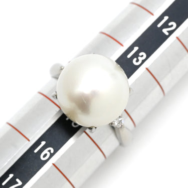 ノンブランド NON BRAND 白蝶パール ダイヤリング プラチナシルバー Pt900 パール ダイヤモンド リング 指輪 1粒 1P 14.5号