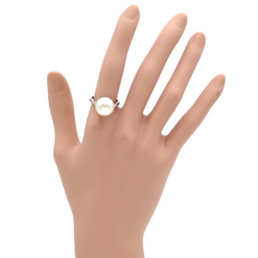 ノンブランド NON BRAND 白蝶パール ダイヤリング プラチナシルバー Pt900 パール ダイヤモンド リング 指輪 1粒 1P 14.5号