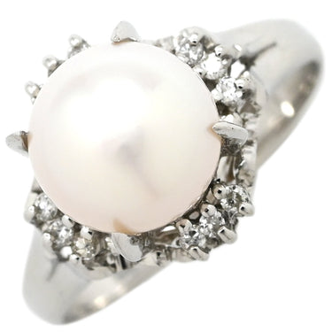 ノンブランド NON BRAND パール ダイヤリング プラチナシルバー Pt900 パール ダイヤモンド リング 指輪 1粒 1P 10.5号