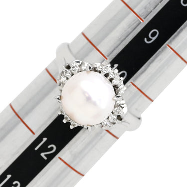 ノンブランド NON BRAND パール ダイヤリング プラチナシルバー Pt900 パール ダイヤモンド リング 指輪 1粒 1P 10.5号