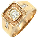 ノンブランド NON BRAND 印台 ダイヤリング イエローゴールド K14YG ダイヤモンド リング 指輪 スクエア 15.5号