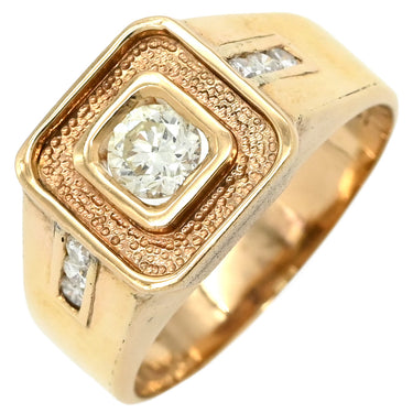 ノンブランド NON BRAND 印台 ダイヤリング イエローゴールド K14YG ダイヤモンド リング 指輪 スクエア 15.5号