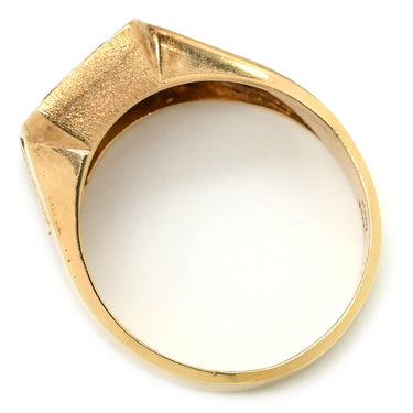 ノンブランド NON BRAND 印台 ダイヤリング イエローゴールド K14YG ダイヤモンド リング 指輪 スクエア 15.5号