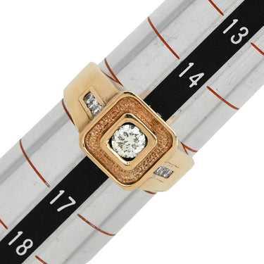 ノンブランド NON BRAND 印台 ダイヤリング イエローゴールド K14YG ダイヤモンド リング 指輪 スクエア 15.5号