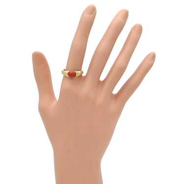 ノンブランド NON BRAND 珊瑚 リング イエローゴールド K18YG 珊瑚 リング 指輪 赤 サンゴ 14号