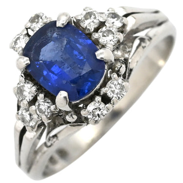 ノンブランド NON BRAND ブルーサファイア ダイヤリング プラチナシルバー Pt900 サファイア ダイヤモンド リング 指輪 青 9号