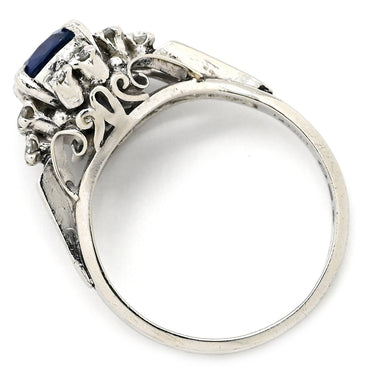 ノンブランド NON BRAND ブルーサファイア ダイヤリング プラチナシルバー Pt900 サファイア ダイヤモンド リング 指輪 青 9号