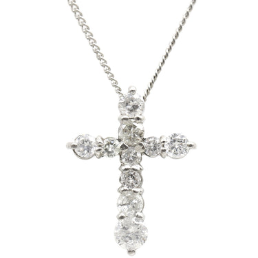 ノンブランド NON BRAND ダイヤ クロスペンダント プラチナシルバー Pt900 ダイヤモンド Pt850 ネックレス 十字架 10石 10P