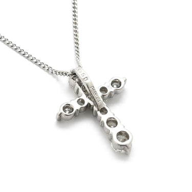 ノンブランド NON BRAND ダイヤ クロスペンダント プラチナシルバー Pt900 ダイヤモンド Pt850 ネックレス 十字架 10石 10P