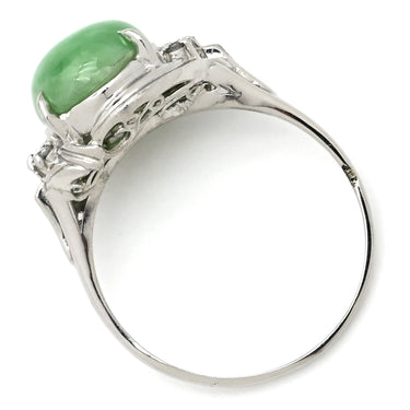 ノンブランド NON BRAND ヒスイ ダイヤリング プラチナシルバー Pt900 ヒスイ ダイヤモンド リング 指輪 翡翠 16号