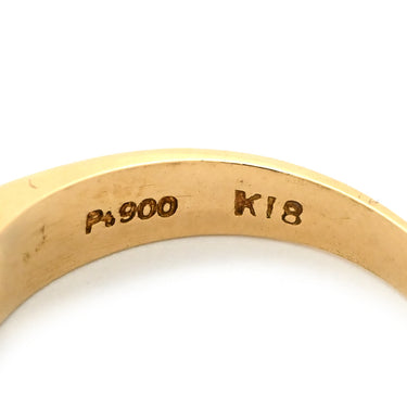 ノンブランド NON BRAND コンビダイヤ リング イエローゴールドXプラチナシルバー K18YG Pt900 ダイヤモンド リング 指輪 一文字 18K YG Pt 11号