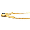 ノンブランド NON BRAND ダイヤ ブルーサファイア ペンダント イエローゴールド K18YG ダイヤモンド ブルーサファイア ネックレス オーバルカボションカット