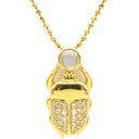 ノンブランド NON BRAND ムーンストーン ダイヤペンダント イエローゴールド K18YG ダイヤモンド ムーンストーン ネックレス スカラベモチーフ 750 18K