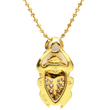 ノンブランド NON BRAND ムーンストーン ダイヤペンダント イエローゴールド K18YG ダイヤモンド ムーンストーン ネックレス スカラベモチーフ 750 18K