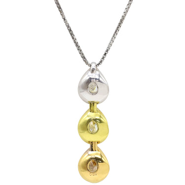 ノンブランド NON BRAND 3連 ダイヤペンダント ホワイトゴールドXイエローゴールドXピンクゴールド K18YG K18PG K18WG ダイヤモンド ネックレス 750 18K 3カラー