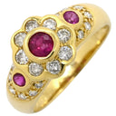 ノンブランド NON BRAND ルビー ダイヤ リング イエローゴールド K18YG ルビー ダイヤモンド リング 指輪 Au750 18K 18金 レッド 赤 13.5号