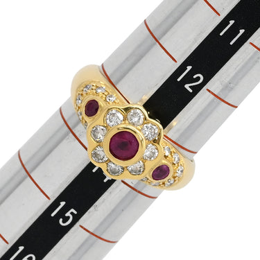 ノンブランド NON BRAND ルビー ダイヤ リング イエローゴールド K18YG ルビー ダイヤモンド リング 指輪 Au750 18K 18金 レッド 赤 13.5号