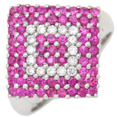 ノンブランド NON BRAND ルビー ダイヤ リング ホワイトゴールド×ピンクルビー K18WG ルビー ダイヤモンド リング 指輪 ひし形 ダイヤ 四角 角型 750 K18 WG 12号