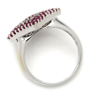 ノンブランド NON BRAND ルビー ダイヤ リング ホワイトゴールド×ピンクルビー K18WG ルビー ダイヤモンド リング 指輪 ひし形 ダイヤ 四角 角型 750 K18 WG 12号