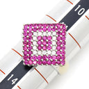 ノンブランド NON BRAND ルビー ダイヤ リング ホワイトゴールド×ピンクルビー K18WG ルビー ダイヤモンド リング 指輪 ひし形 ダイヤ 四角 角型 750 K18 WG 12号