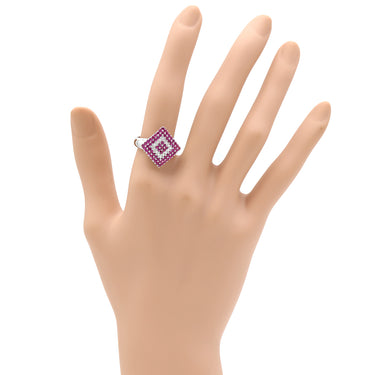 ノンブランド NON BRAND ルビー ダイヤ リング ホワイトゴールド×ピンクルビー K18WG ルビー ダイヤモンド リング 指輪 ひし形 ダイヤ 四角 角型 750 K18 WG 12号