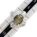 ノンブランド NON BRAND クリソベリル キャッツアイ ダイヤ リング プラチナシルバー Pt900 クリソベリルキャッツアイ ダイヤモンド リング 指輪 猫目石 プラチナ 日付・イニシャルの刻印あり 8号