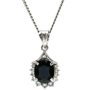 ノンブランド NON BRAND サファイア ダイヤモンド プラチナシルバー Pt900 Pt850 サファイア ダイヤモンド ネックレス Pt850 Pt900 ドロップ ペンダント ダイヤ 青