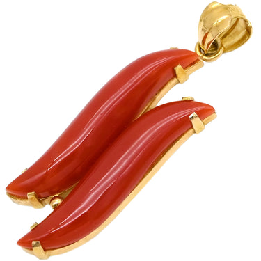 ノンブランド NON BRAND 珊瑚 イエローゴールド K18YG 珊瑚 ペンダントトップ 赤 血赤サンゴ