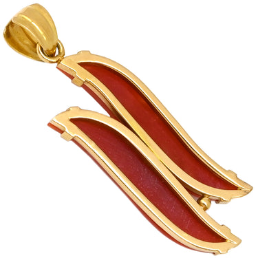 ノンブランド NON BRAND 珊瑚 イエローゴールド K18YG 珊瑚 ペンダントトップ 赤 血赤サンゴ