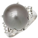 ノンブランド NON BRAND 黒蝶パール ダイヤリング プラチナシルバー Pt900 パール ダイヤモンド リング 指輪 1粒 1P 12号