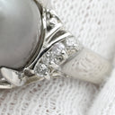 ノンブランド NON BRAND 黒蝶パール ダイヤリング プラチナシルバー Pt900 パール ダイヤモンド リング 指輪 1粒 1P 12号